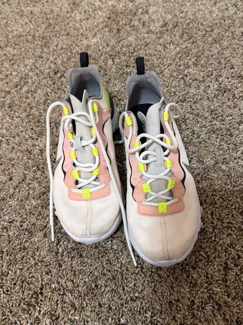 Nike Womens Reacts Pink Sneaker with Lime Stitching